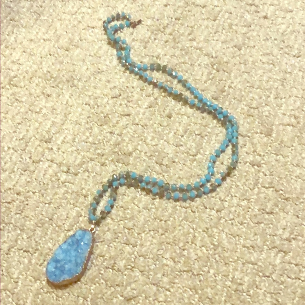 Blue gemstone statement necklace